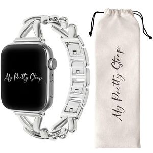 NWT "My Pretty Strap" Ariel Stainless Steel Apple Watch SilverTone Band 42-49mm